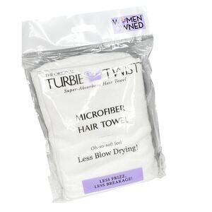 Turbie Twist Microfiber HAIR TOWEL WRAP Women & Men White Twist& Loop Turban NIP
